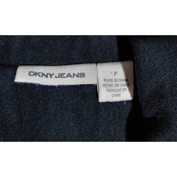 DKNY Jeans Pea Coat Women's Size Petite Small Black Long Sleeve Wool Blend - Picture 9 of 11